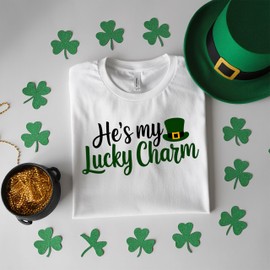 St Patrick's Day Couple T-Shirts, Lucky Charm and Pot of Gold Design, Made in USA