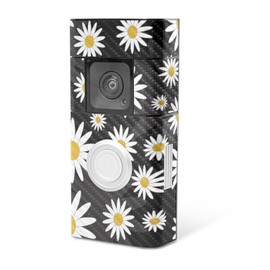MightySkins Carbon Fiber Skin Compatible with Ring Video Doorbell Plus - Daisies | Protective, Durable Textured Carbon Fiber Finish | Easy to Apply, Remove, and Change Styles