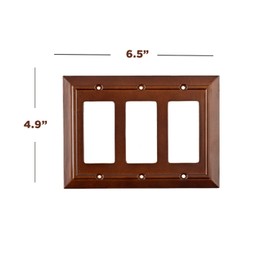 Pack of 2 Wall Plate Outlet Switch Covers by SleekLighting | Decorative Dark Brown Mahogany Look | Variety of Styles: Decorator/Duplex/Toggle / & Combo | Size: 3 Gang Decorator