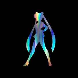 Serena Moon Silhouette Sticker Vinyl Decal Notebook Car Window Laptop 4.25" x 7" (Holographic)