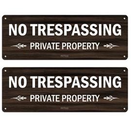 PHTTULE No Trespassing Private Property Sign 2 Pack, 10 x 3.5 inches Sturdy Aluminum Sign for Home and Business