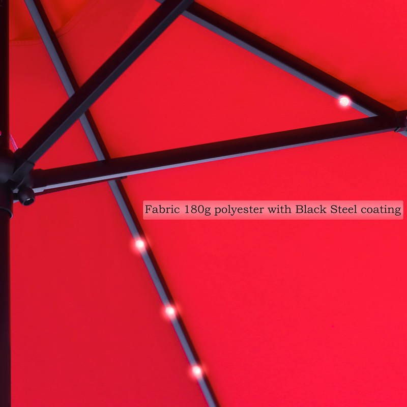 Trademark Innovations Rectangular Solar Powered LED Lighted Patio Umbrella -