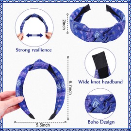 XunYee 8 Pcs Boho Headbands Embroidered Headbands for Women Wide Knotted Vintage Pattern Retro Ethnic Style Hairband Top Knot Turban Hair Band Hair Accessories for Women Girls