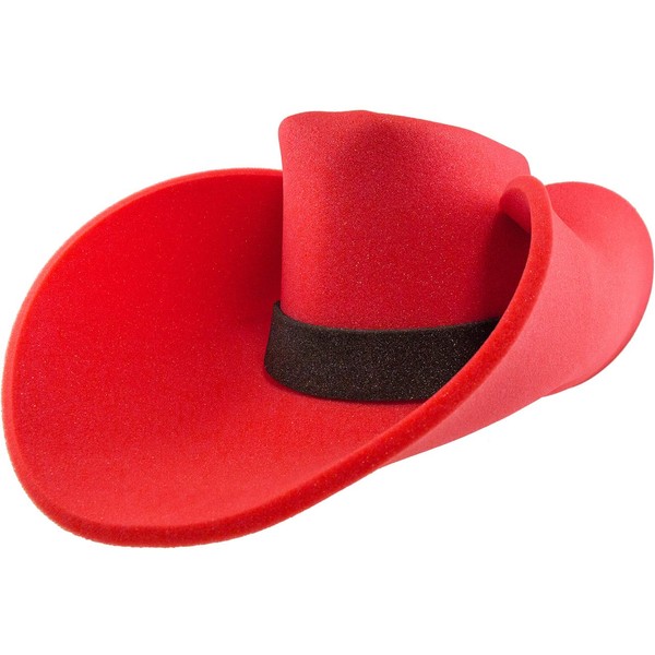 FUNSTITUTION Sombrero de vaquero gigante de espuma – Sombrero de vaquero de gran tamaño – Sombreros tontos, locos y divertidos para adultos y niños – Sombrero de vaquero enorme – Sombrero de vaquero rojo