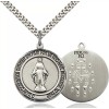 Bliss Sterling Silver Miraculous Medal Catholic Pendant Necklace 24" Chain