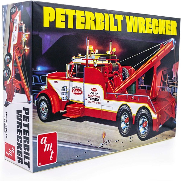 AMT Peterbilt 359 Wrecker Model Kit - 1/25 Scale Buildable Tow Truck for Kids and Adults