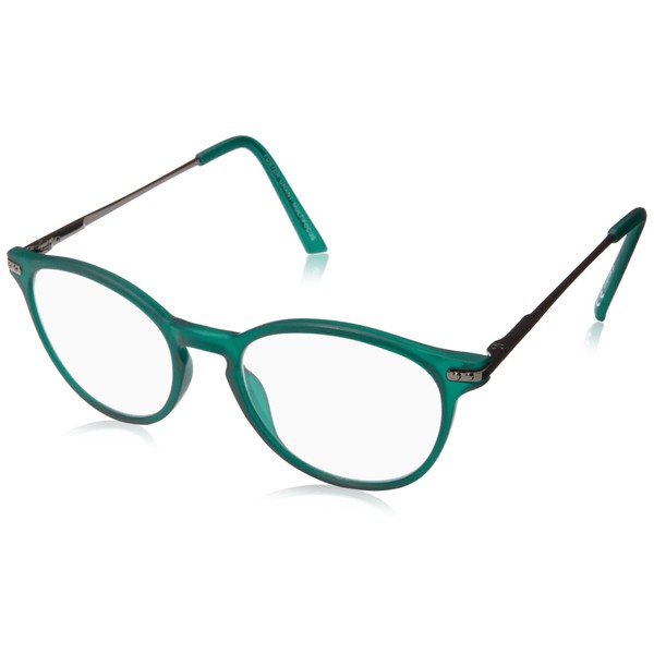 Foster Grant McKay Multifocus Reading Anti-Reflective Glasses Coating Round, Rubberized Dark Teal with Gunmetal Temples/Transparent, 49 mm + 1.75