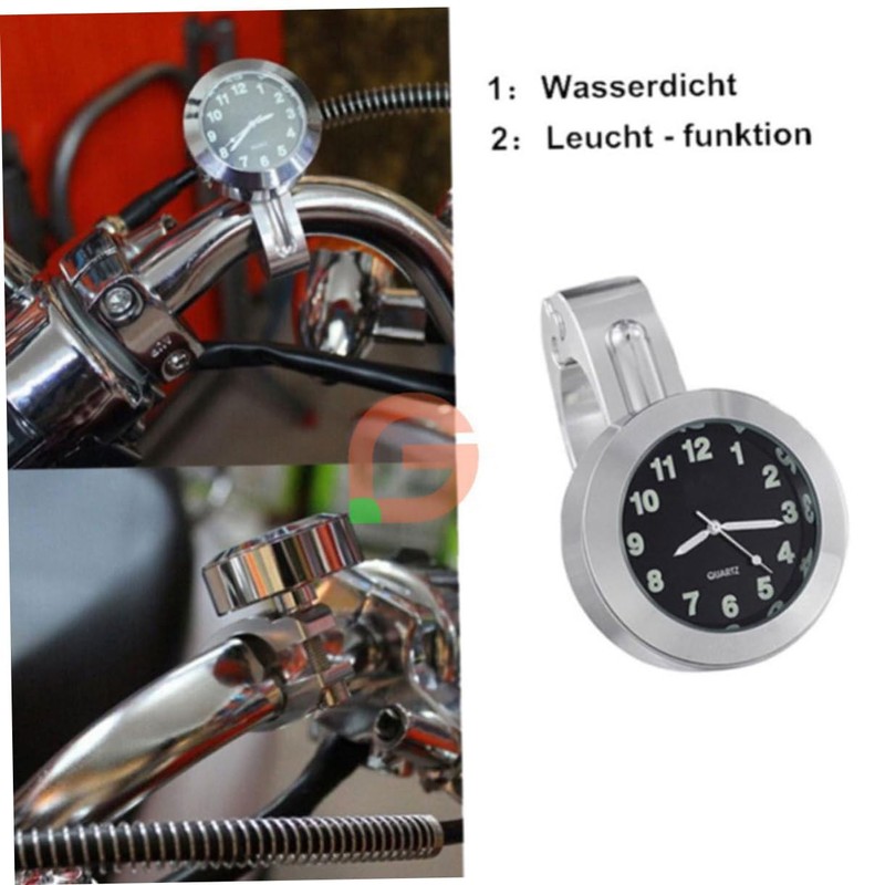 JECOMPRIS 1.25 Inch Motorcycle Handlebar Clock Waterproof Aluminum Digital Car