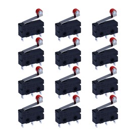 XSHBGF 12Pcs Micro Limit Switch 125 250V AC 5A SPDT 1NO 1NC Micro Switch Normally Open Close Momentary Limit Switch with Hinge Lever (12*Roller Lever Arm)
