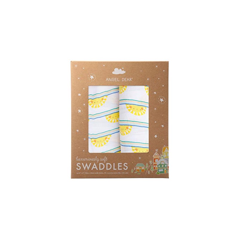 Angel Dear Sun Stripe Swaddle Blanket Blue 2 Pack