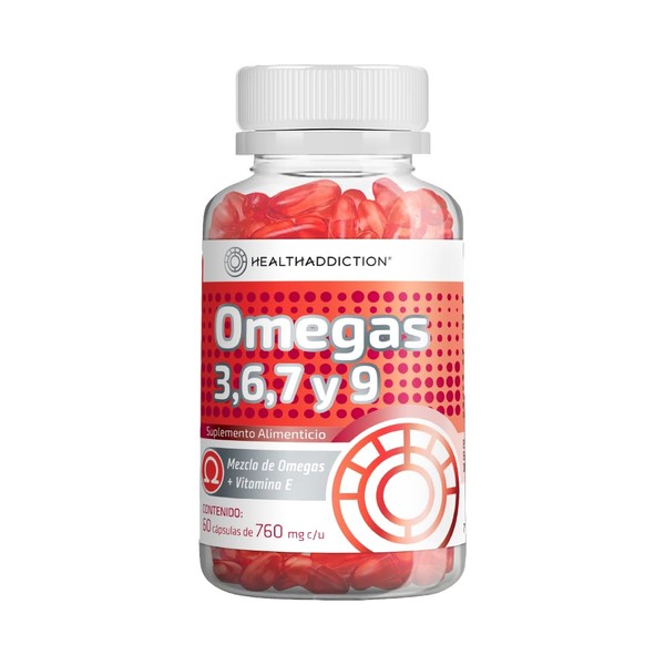 HEALTHADDICTION - Suplemento Omega 3, 6, 7 y 9-60 Cápsulas