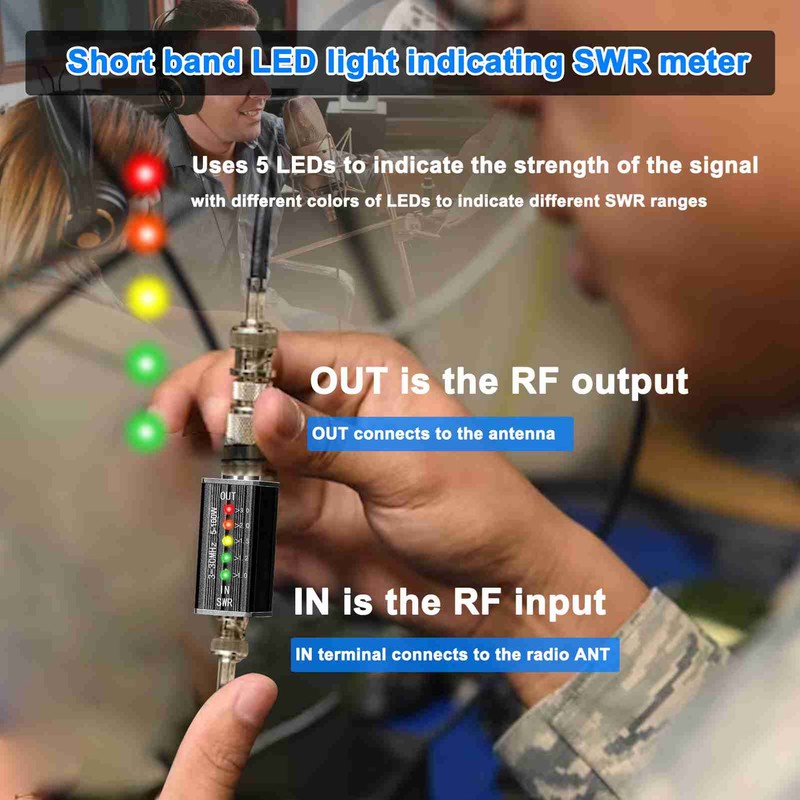 LED SWR Meter 3-30MHz Frequency Shortwave Standing Waves Indicator for