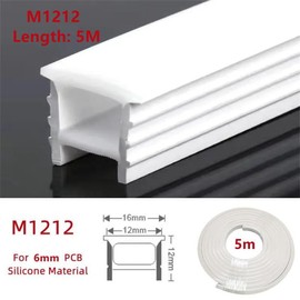 CAODAI M1212 Silicone LED Channel System, 1-10m/pcs 12x12mm Through Free White DIY LED Neon Rope Light Waterproof Tube LED Light Strip Silicone Cover Plate for Indoor Outdoor Ambient Decor (5 m)