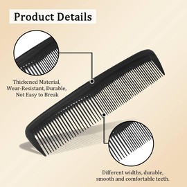 Henyall 12 Pcs Hair Combs,Pocket Fine Tooth Combs,Small Styling Cómbs with Anti-Static Anti-Tangle,Háir Cutting Cómb,Colorful Plastic Combs,Daily Hair Care Tool for Women/Men (Black)