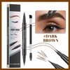2PCS Dual-Ended Eyebrow Pen and Brush, Waterproof, Smudge-Proof, Microblading Effect,