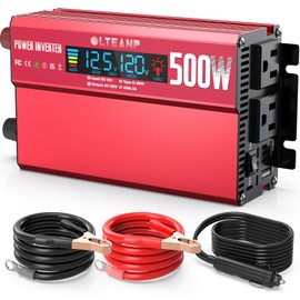 OLTEANP 500W Power Inverter with LCD Screen Display, 2 AC Outlets, 36W Type-C Port, 5V/3A USB Port, 12V DC to 110V/120V AC Inverter for Truck, Home, Vehicles, Laptop, Trip