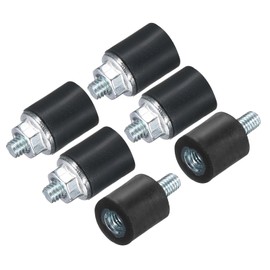 sourcing map 6pcs M3x6mm Rubber Isolator Mounts with Studs 8x8mm Male Female Vibration Shock Absorber Zinc Plated Cylindrical Thread Mounts Anti Vibration Isolators with 6pcs M3 Lock Nuts