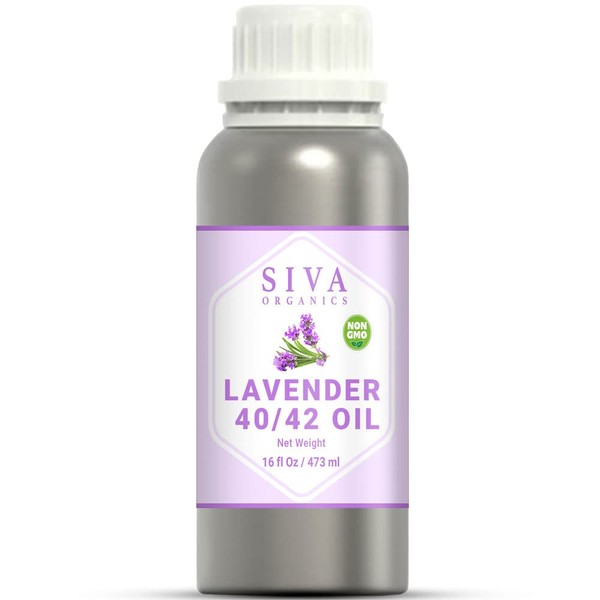 Siva Organics Lavender Essential Oil 40/42 (16 Oz)- Perfect for Diffuser, Soap, Candles, Perfume, Cosmetics, Aromatherapy