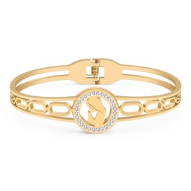 YAYAKO Stainless Steel Rhinestone Bracelet Bangle Petite 18k Plated Silver Gold Bracelets for Women Girls Charm Bracelets Gifts, M, Stainless Steel, Rhinestone