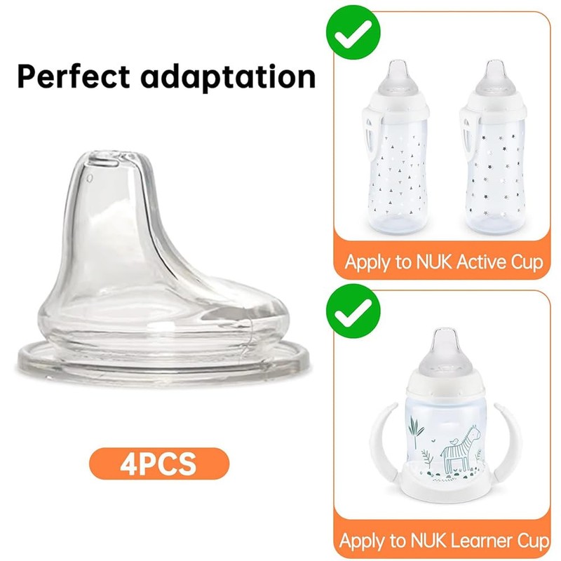 4Pack Silicone Spout Compatible with NUK and Learner Cups Replacement