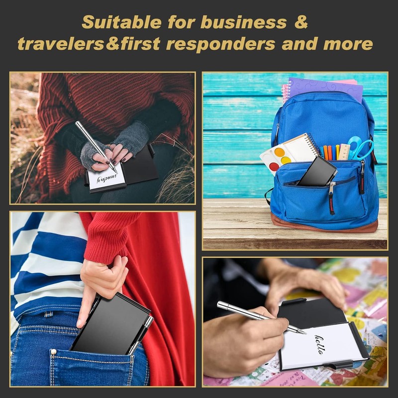 Chinco 4 Pieces Metal Pocket Notebook Portable Aluminum Notepad with