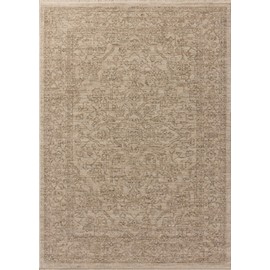 Loloi II Newman Collection NEW-01 Taupe/Bone 5'-3" x 7'-6" Area Rug, .37" Pile Height, Soft, Durable, Non-Shedding, Easy Clean, Rug for Living Room