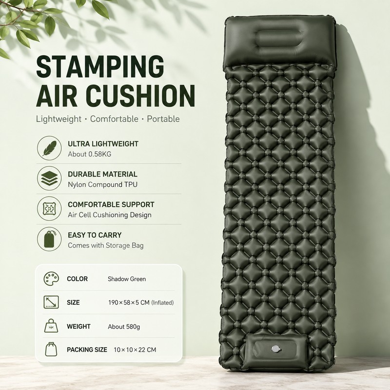 Inflatable Camping Sleeping Pad for Outdoor Rest – Built-In Foot