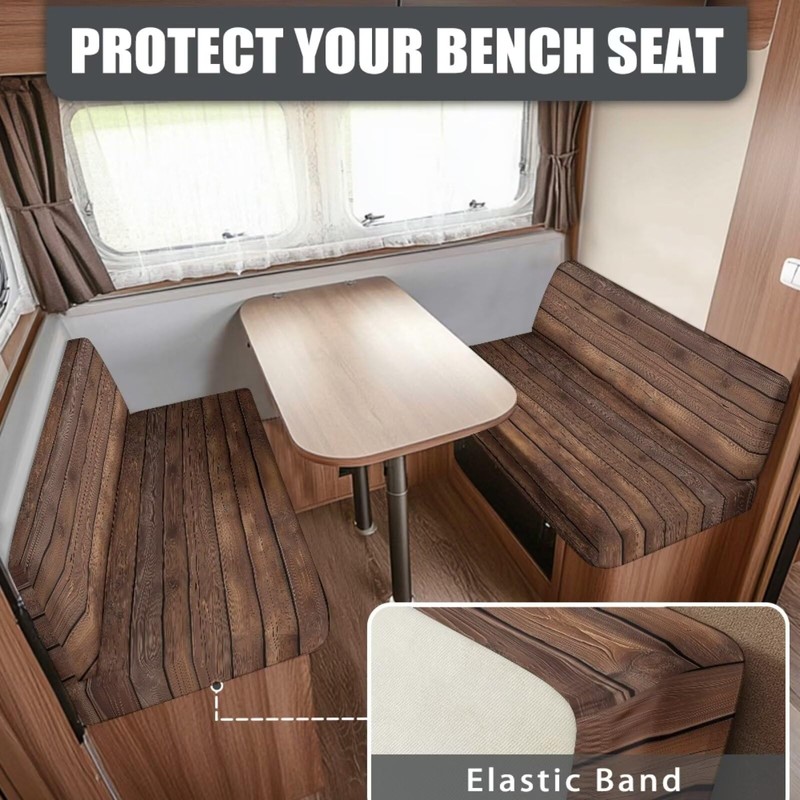 SEANATIVE Wood Grain RV Dinette Cushion Covers Couch Cover 2