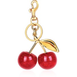 Leovqn Cherry Bag Charm for Handbag Cute Cherry Keychain Accessories Mini Purse Charm for Women