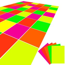 40 Sheets Neon Papers Glow Party Decorations Neon Party Supplies Neon Cardstock DIY UV Blacklight in The Dark for Dance Floor Fluorescent Neon Birthday Wedding Party Favors, 5 Colors