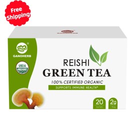 GANOHERB Organic Reishi Green Tea bags, 20 Counts