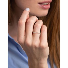 Ladylike Moissanite Wedding Band Full Eternity Rings for Women Sterling Silver Stackable Engagement Anniversary Band Size 4-11, Gemstone, Moissanite