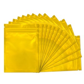 100 Pack Smell Proof Bags - 5.9 x 8.7 Inch Resealable Mylar Bags Foil Pouch Flat Bag with Front Window Golden