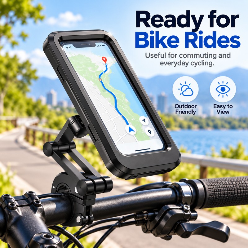 Waterproof Phone Mount for Motorcycle & Bike Navigation – 360°