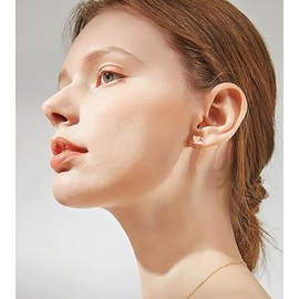 Cute Cat Tiny Stud Earrings for Women Teen Girls Stainless Steel Kitten Cartilage Small Studs Earring Simple Jewelry Gifts Birthday (Rose Gold)