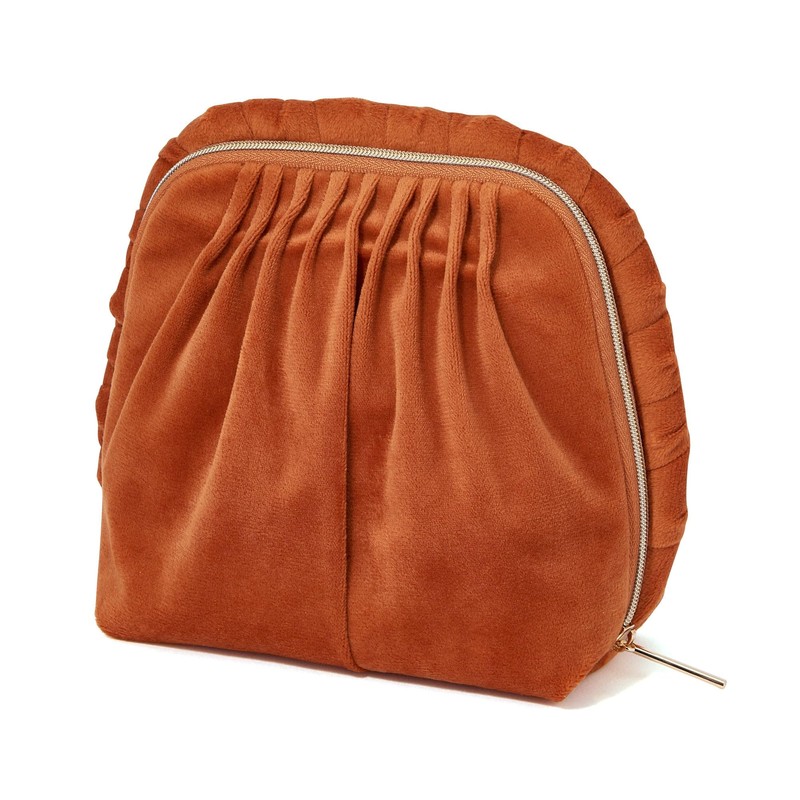 Francfranc Velour Pleated Stand Pouch, orange