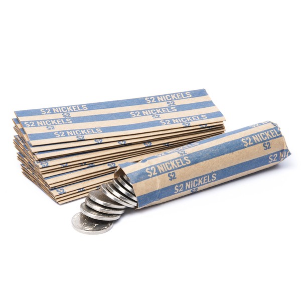 Nickel Coin Wrappers, 100 Flat Striped Coin Wrappers