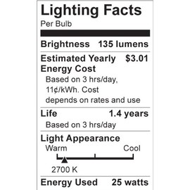 Satco S3604 120V Medium Base 25-Watt R14 Light Bulb, Clear