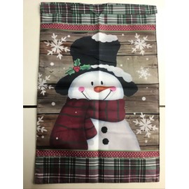 Unbranded New Double Sided Garden Flag 11.75” x 17.5” Snowman w/Flannel Details