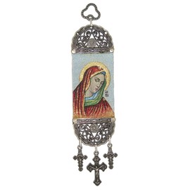Jeannieparnell 349 - Religious Icon – Holy Blessed Virgin Mary Most Sacred Immaculate Heart - Wall Hanging Tapestry Banner Art Décor - Christian Orthodox Catholic - 21 x 5 cm