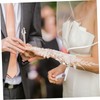 Ipetboom 1 Pair Elegant Lace Fingerless Wedding Gloves with Rhinestone