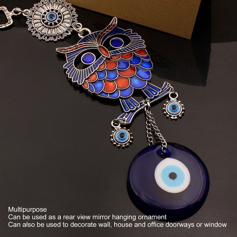 Blue Eye Owl Keychain Good Luck Beautiful Blessing Amulet Car
