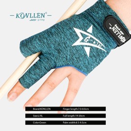 KONLLEN Billiards Gloves for Left Hand/Right Hand L/XL Pool Gloves Professional Non-Slip Adjustable Breathable Snooker Gloves Popular Sizes for Men & Women