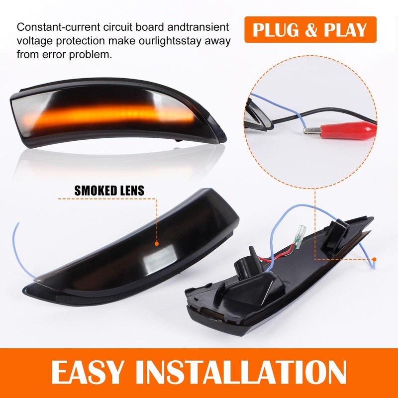 doiplent [2pcs] Side Mirror Turn Signal Lights for Ford Fiesta