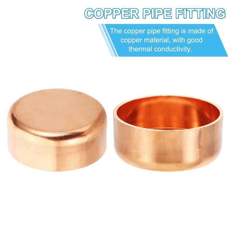 PATIKIL 3" Copper Pipe End Cap, 1Pcs Copper Fitting Cap