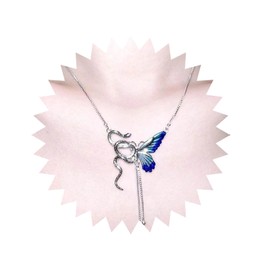 Inilbran Boho Snake Butterfly Necklace Vintage Serpent Snake Pendant Necklace Silver Butterfly Y Lariat Necklace Adjustable Punk Ball Y Drop Necklace Jewelry for Women