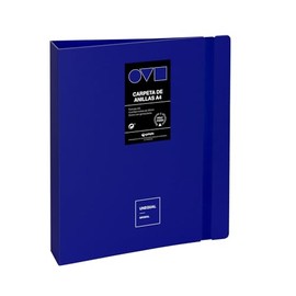 Grafoplas | A4 Ring Binder | 4 D Rings 40 mm | Minimal Unequal | Blue | 360 Opening | Durable and Ultralight | Polyfoam | Recyclable | Perfect for Archiving School and Office Documents