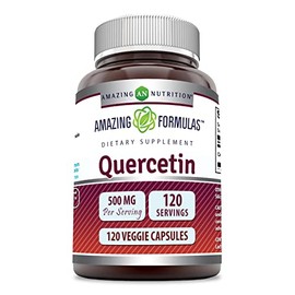 Amazing Nutrition- Suplemento de 120 cápsulas vegetales de Amazing Formulas Quercetin 500 mg Sin OGM Sin gluten Apoya el O                            