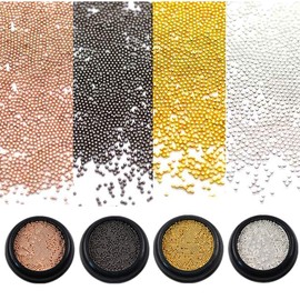 Kingsie Brion Set of 4 Colors Metal Brions Metal Gold Silver Rose Gold Black Nail Art 3D Design Parts Nail Parts