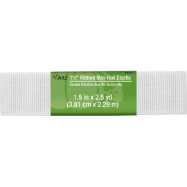 Dritz 1-1/2" Ribbed Non-Roll Elastic, 2-Yards Long, White